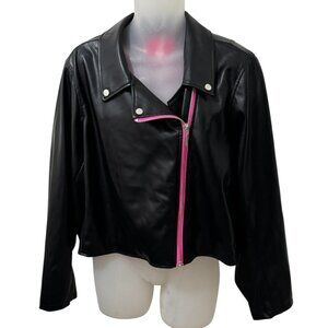 Womens Torrid X Betsey Johnson Faux Leather Black Crop Moto Jacket Size 4 4X 26